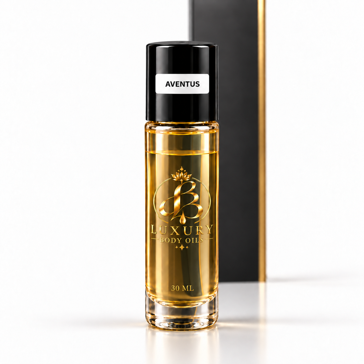 Aventus inspired Luxury Body Oils, 30 mL clear glass rollerball bottle