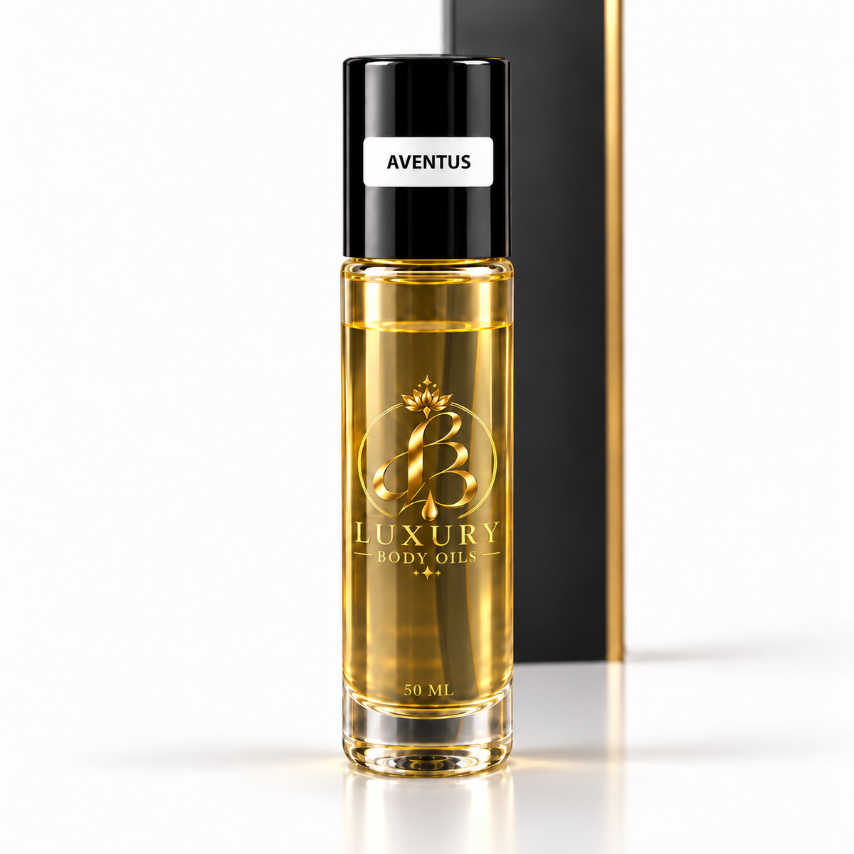 Aventus inspired Luxury Body Oils, 50 mL clear glass rollerball bottle