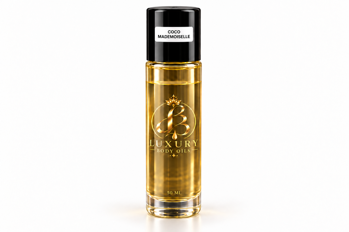 Coco Mademoiselle inspired body oil, 50 mL clean bottle