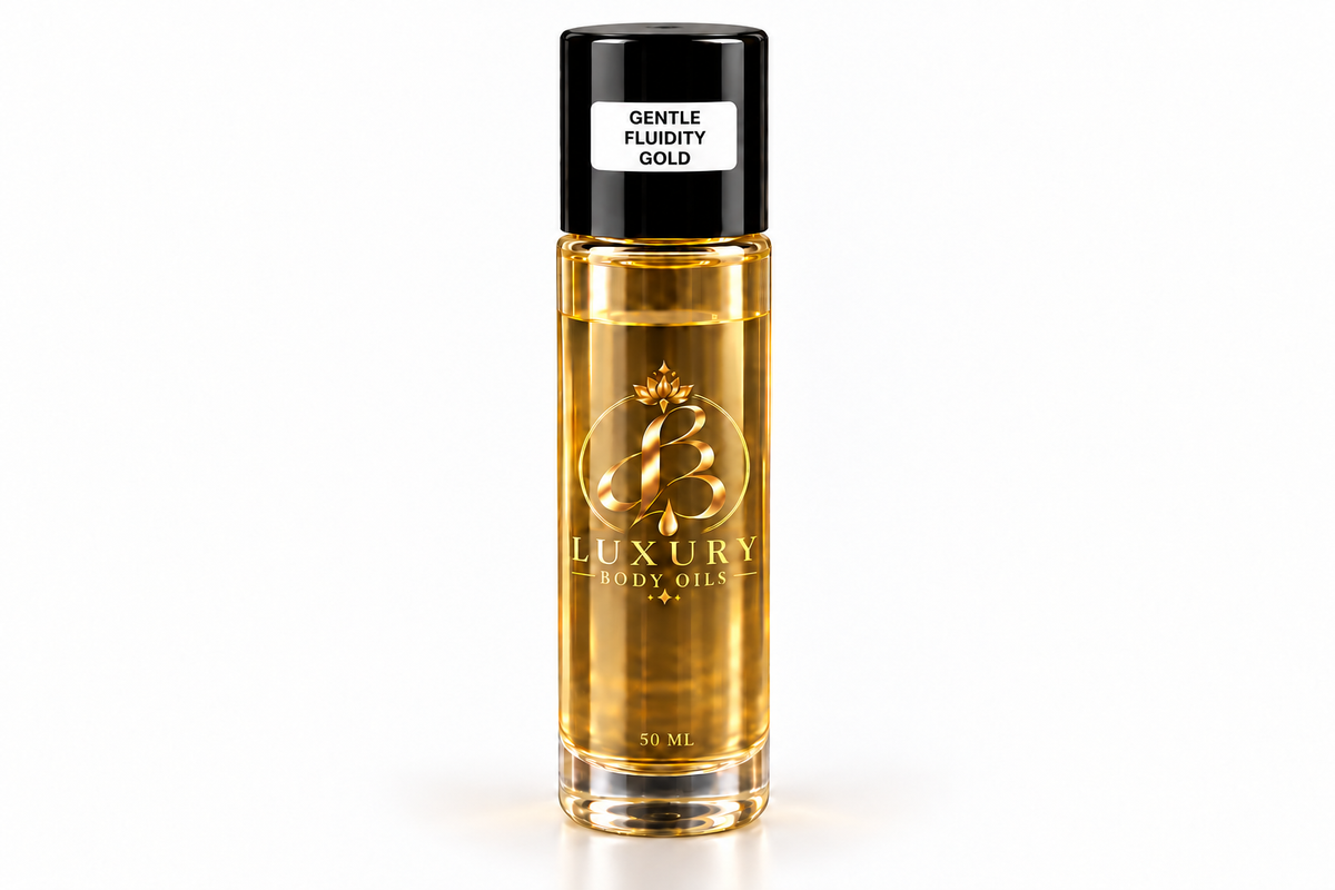Gentle Fluidity Gold inspired body oil, 50 mL clean bottle