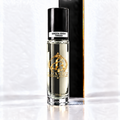 Green Irish Tweed inspired Luxury Body Oils, 10 mL capped front view — clear glass with nearly clear, faint straw-tinted oil