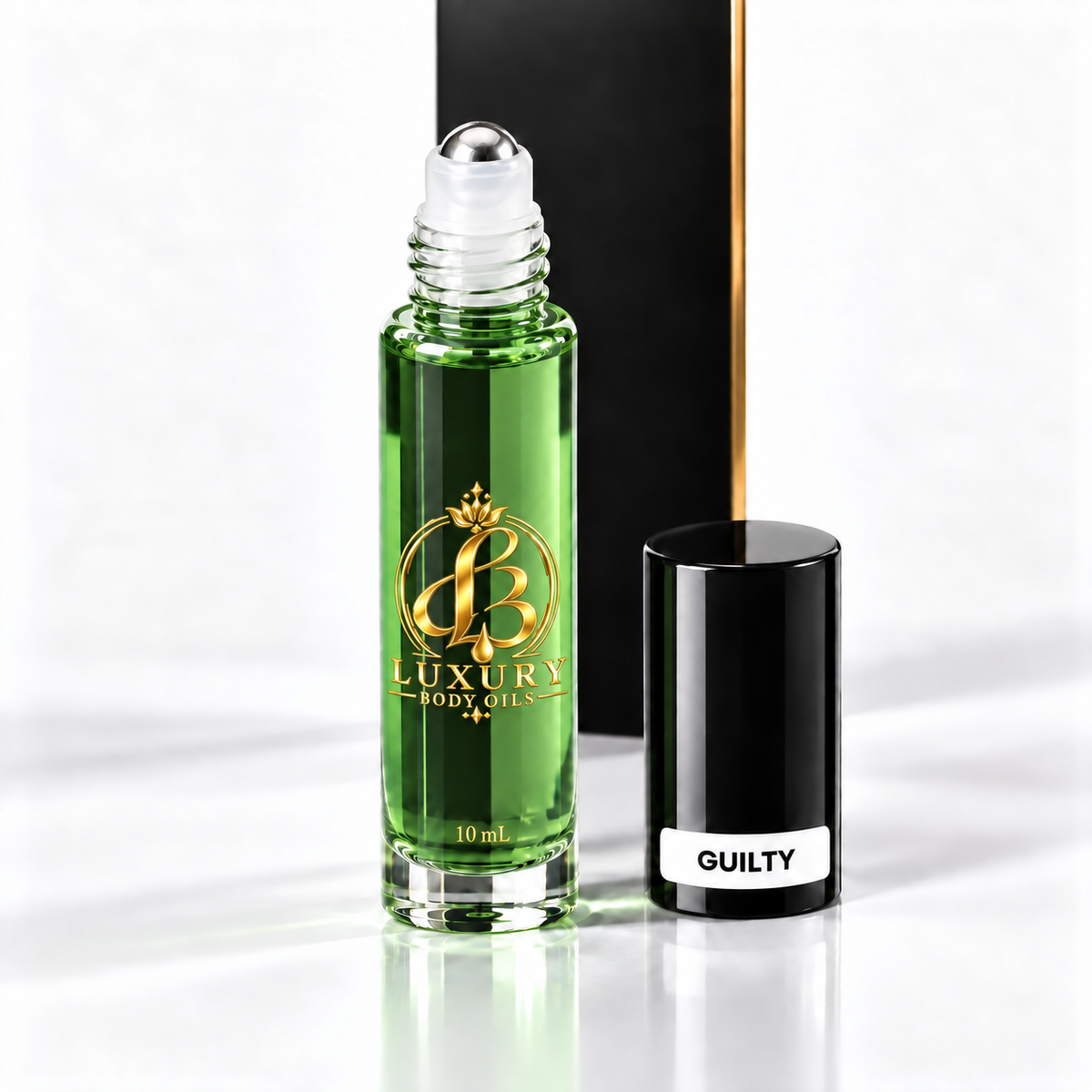Gucci Guilty inspired Luxury Body Oils, 10 mL open three-quarter view