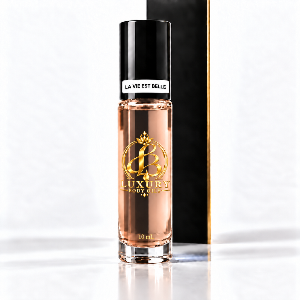 Lancôme La Vie Est Belle inspired Luxury Body Oils, 10 mL capped front on white background