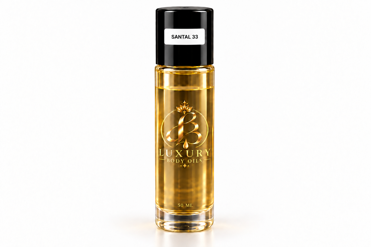 Santal 33 inspired body oil, 50 mL clean bottle